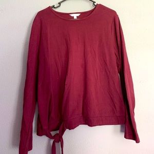 Long sleeve maroon knotted top ✨